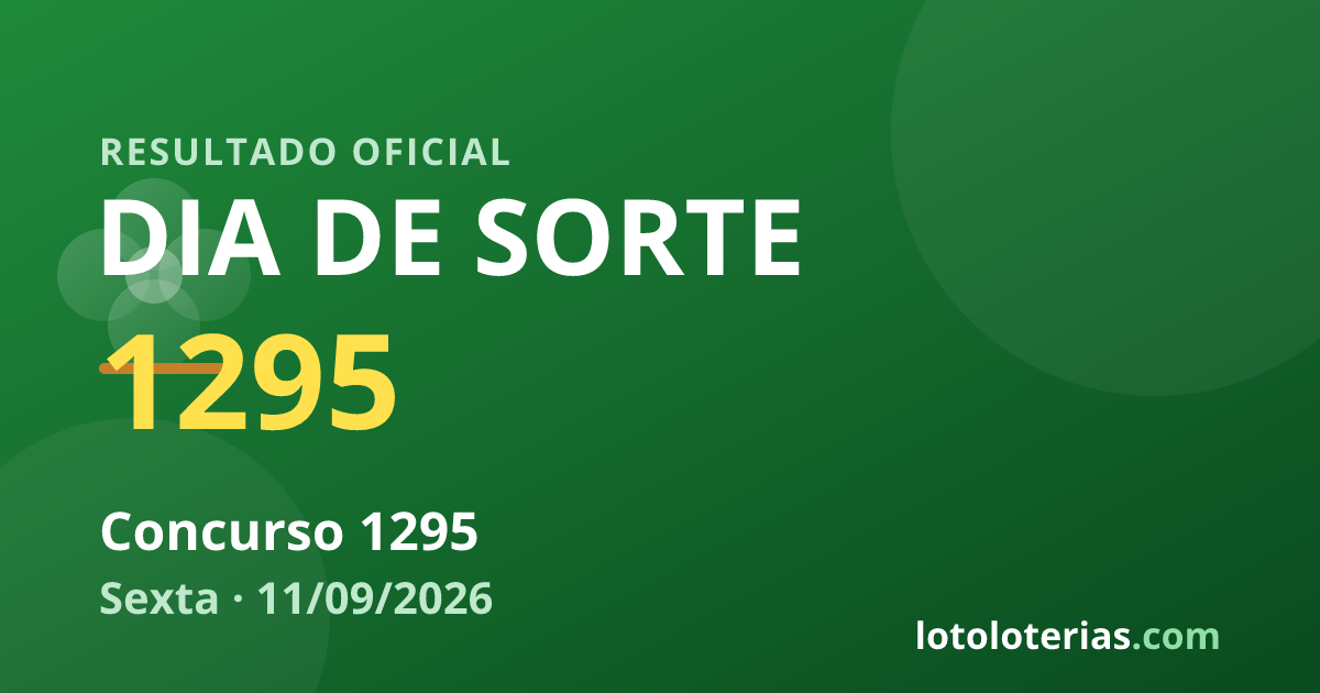 Resultado da Dia de Sorte concurso 1295 de 11/09/2026 — números sorteados