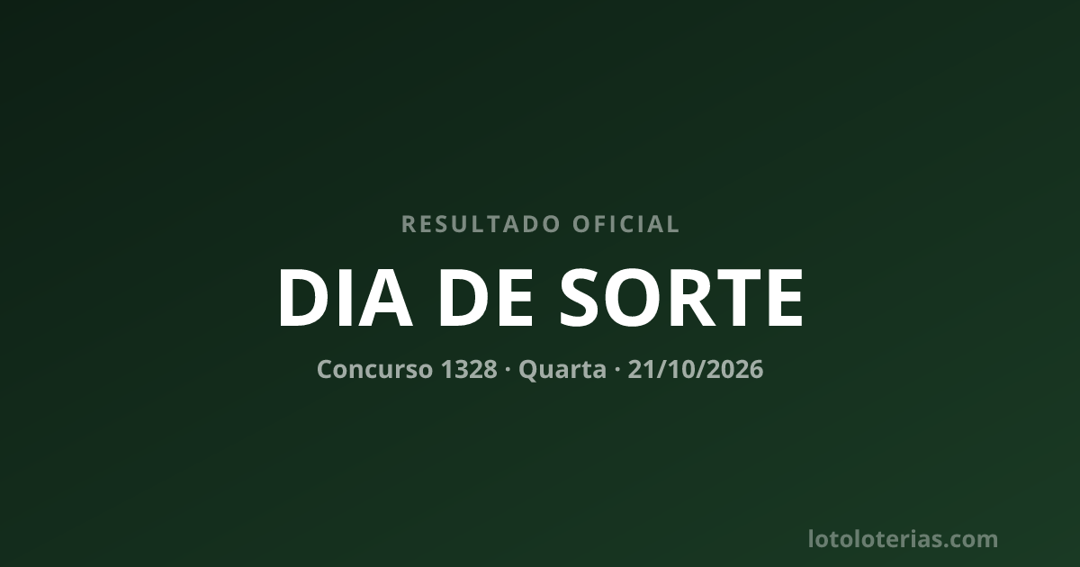 Resultado da Dia de Sorte concurso 1328 de 21/10/2026 — números sorteados