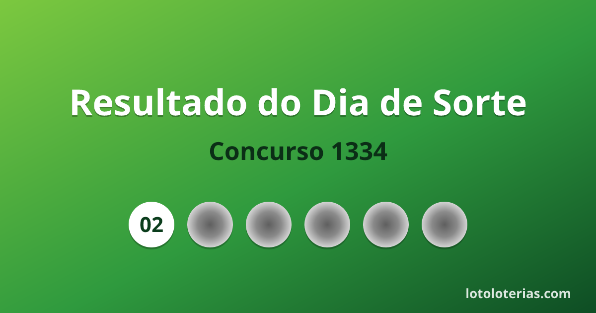 Resultado da Dia de Sorte concurso 1334 de 28/10/2026 — números sorteados: 02, 04, 06, 08, 09, 22, 25