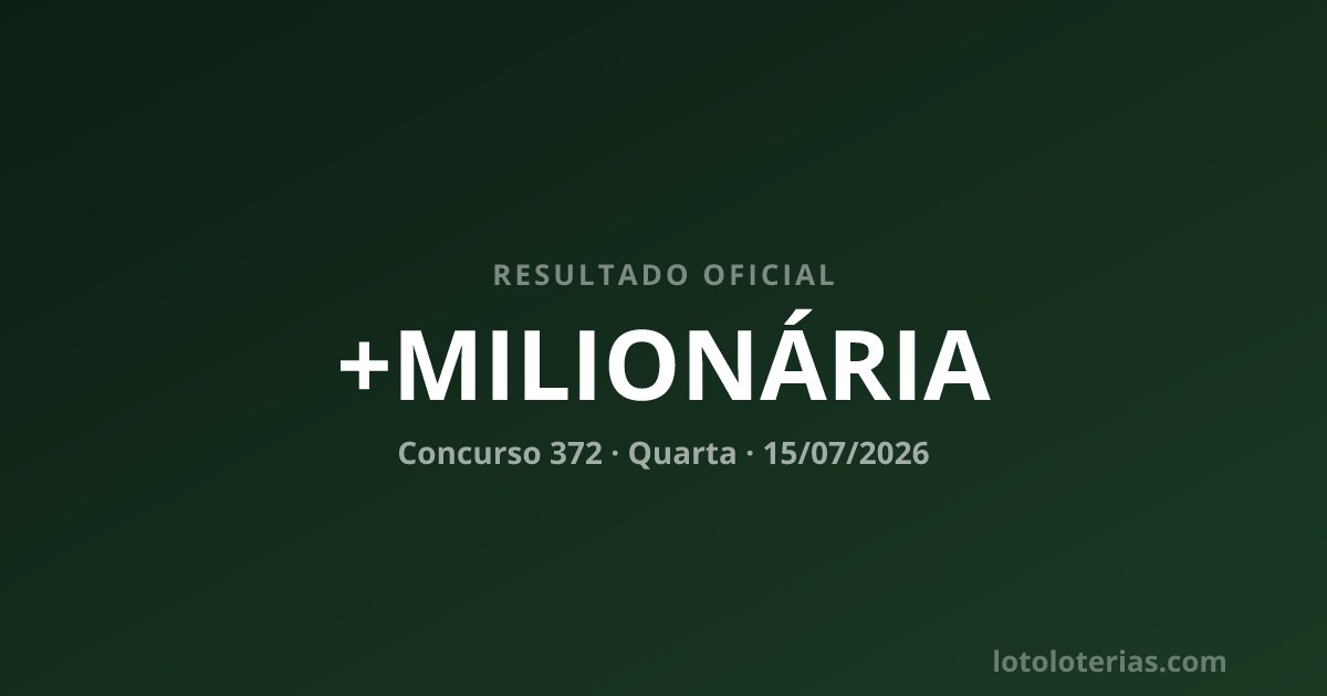 Resultado da +Milionária concurso 372 de 15/07/2026 — números sorteados