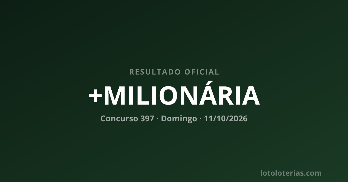 Resultado da +Milionária concurso 397 de 11/10/2026 — números sorteados