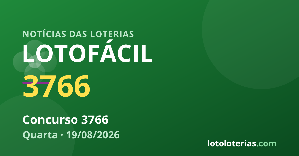 Lotofácil — Lotofácil 3766: R$ 2 milhões no sorteio de quarta-feira