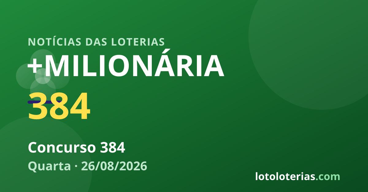 +Milionária — +Milionária 384: R$ 87 milhões no sorteio de quarta-feira