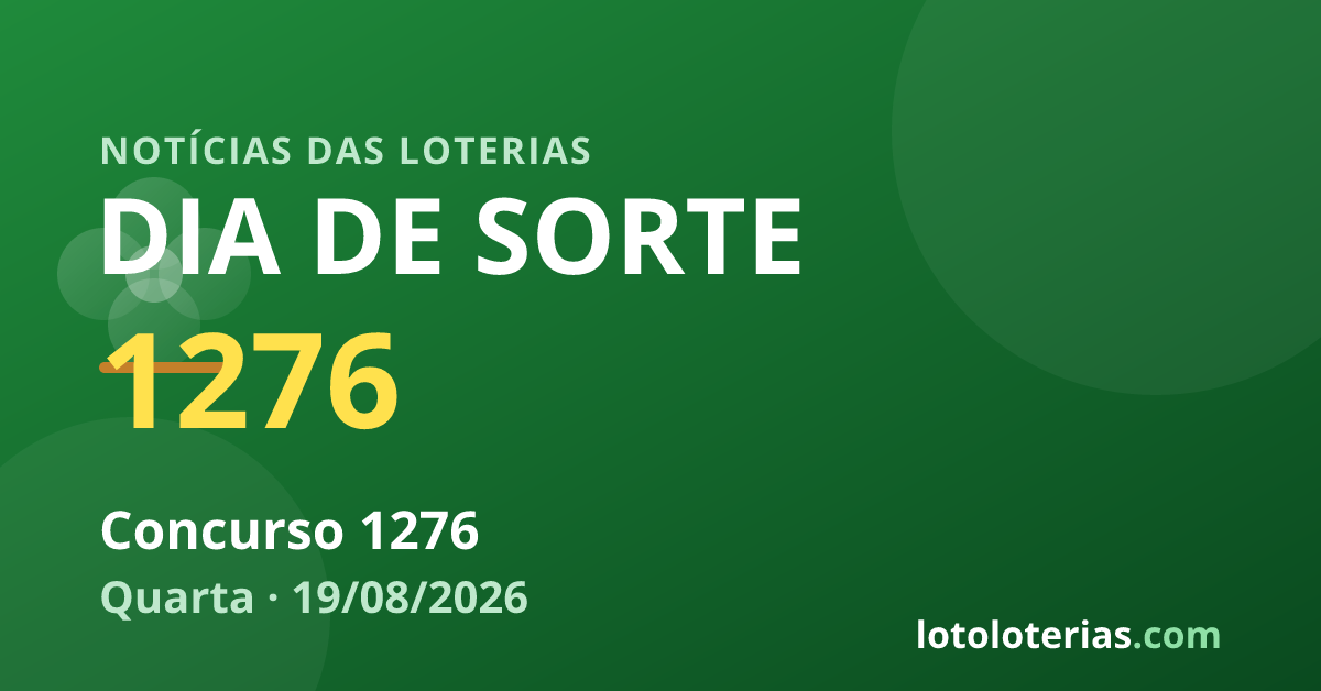 Dia de Sorte — Dia de Sorte 1276: prêmio acumulado e próximo valor é R$ 300 mil