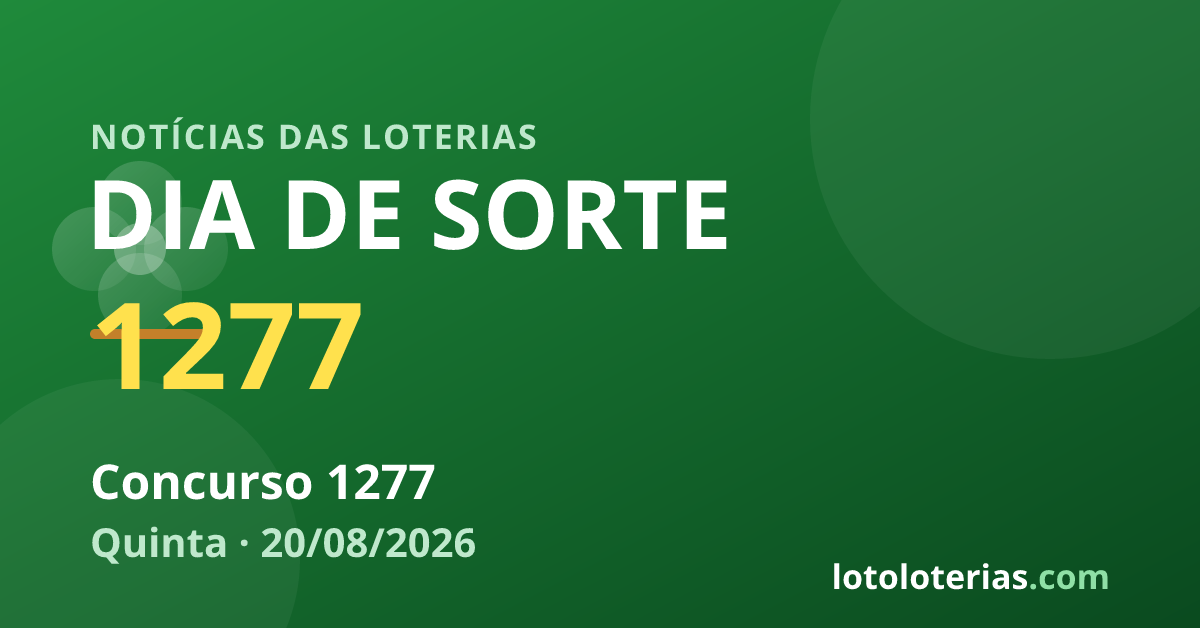 Dia de Sorte — Dia de Sorte 1277: prêmio acumulado e próximo valor é R$ 400 mil