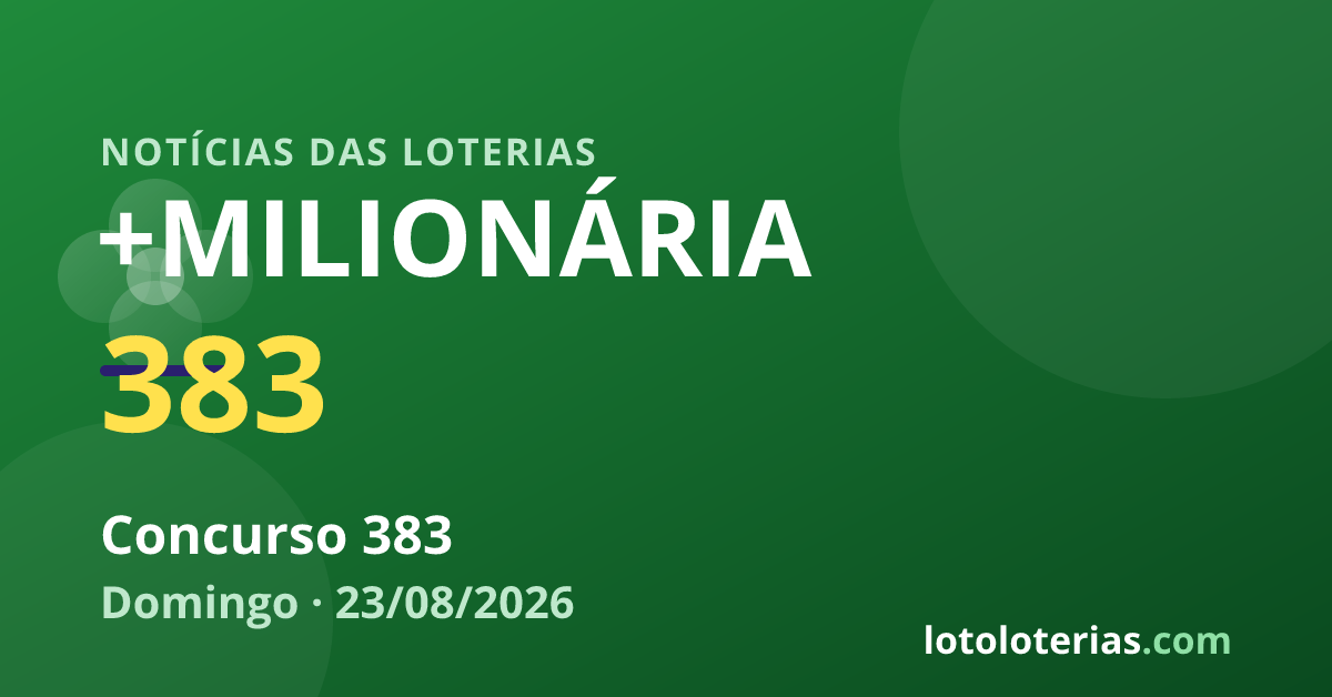 +Milionária — +Milionária 383: prêmio principal acumulou para R$ 87 mi
