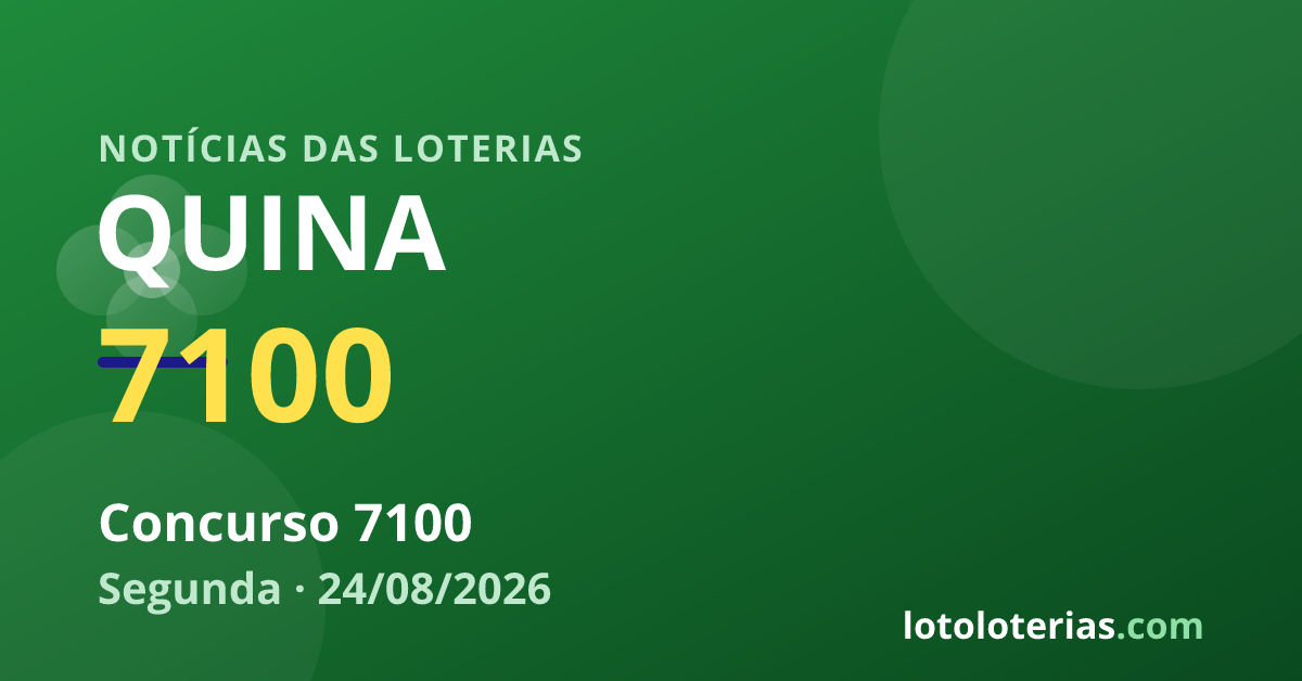 Quina — Quina 7100: prêmio acumulado e próximo valor é R$ 2 mi