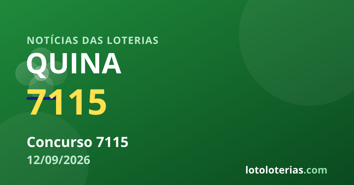 Card da Quina com dezenas sorteadas no concurso 7115