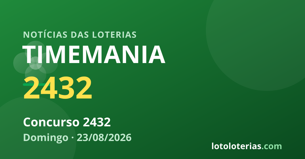 Timemania — Timemania 2432: prêmio principal acumulou e próximo é R$ 10 mi